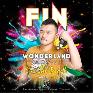 Herric FIN On the Beach Pattaya event poster. Gay travel to Thailand. Wonderland Festival, beach party, Ban Amphoe Beach. Gay event.