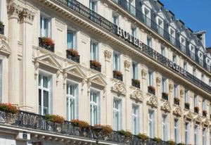 Sofitel Le Scribe Paris Opéra facade. Luxury hotel near Paris' gayborhood, offering cheap prices and tourist attractions access.