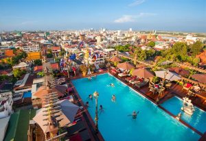 Okay Boutique Hotel's rooftop pool. This gay-friendly hotel offers stunning city views, a vibrant atmosphere, and a welcoming experience.