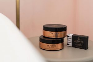 Coco-mat Athens BC gay-friendly hotel: Zealots of nature body cream energizing, body peeling calming lavender, and coffee soap for body peeling.