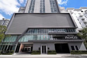 Hotel Indigo Miami Brickell, a gay-friendly hotel. Modern building exterior. Atwell Suites. A great choice for gay men travelers.