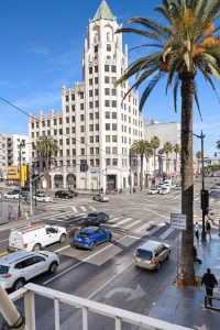 Samesun Hollywood, formerly Walk of Fame Hostel: a gay-friendly hotel. View of the iconic Hollywood Walk of Fame and building.