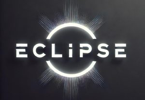 ECLIPSE by Legatril: Glowing logo on black. Gay men's travel advice, featuring a stylized eclipse design. LGBT travel inspiration.