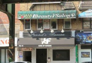 The Deep End Resto-Bar in New York, also known as Friend's Tavern King of Queens, a beauty salon is located on the top floor. Gay travel.