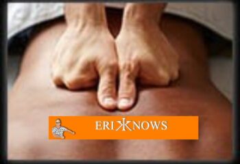 Massage by Erik: Hands giving a back massage. Gay men's travel advice for relaxation and wellness. ErikKnows massage therapy.
