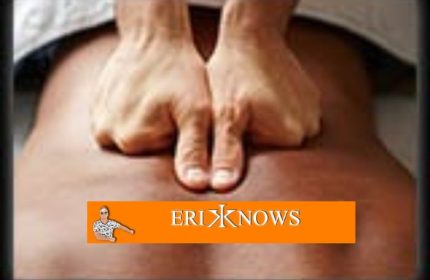 Massage by Erik: Hands giving a back massage. Gay men's travel advice for relaxation and wellness. ErikKnows massage therapy.