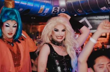 Drag queens at 101 Club, Rome. Gay nightlife travel advice. Performers in wigs and costumes. Gay bar scene in Italy.