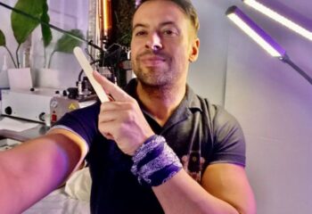 AlexSpot24: Gay man getting waxed. Male esthetician holding waxing stick. Grooming tips for gay travel. 3-21.jpg gay travel advice.