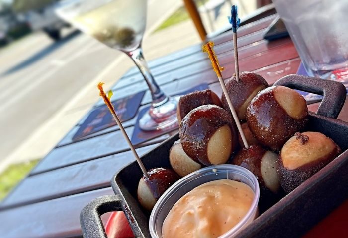 Buckeyes appetizer at The PUB Wilton Manors. A martini and water glass are in the background. Gay travel advice. 4-1.jpg