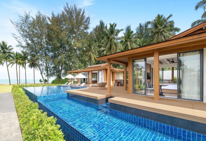 JW Marriott Khao Lak Resort & Spa pool villa. Luxury gay travel. Beachfront villa with private pool, deck, and ocean views. Thailand resort.