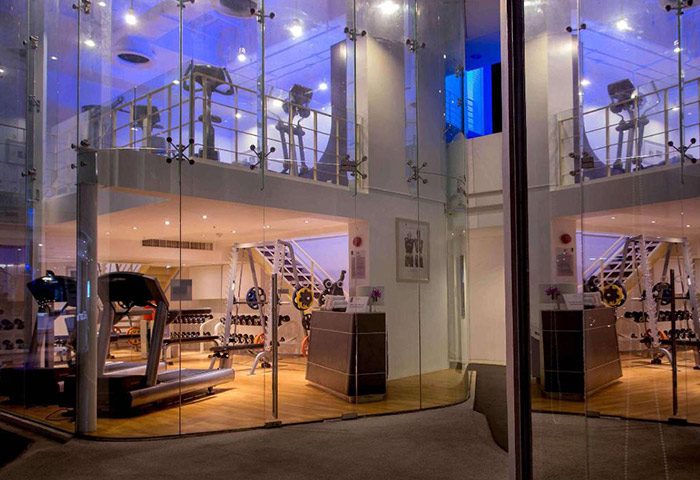 Baraquda Pattaya Mgallery's super cool gym. This gay-friendly hotel in Pattaya features a modern fitness center with treadmills and weights.