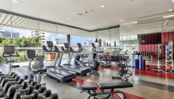 DoubleTree by Hilton Hotel Sukhumvit Bangkok's gym. Treadmills, weights, & fitness equipment. Best budget wellness hotel for gay travelers.
