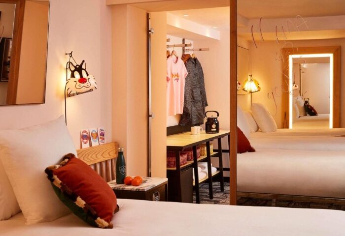 Mama Shelter London Shoreditch room. Adults Only hotel with fun cartoon decor. Best gay hotels in London for adults film & unique stays.