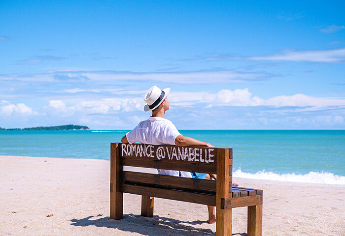 Gay man at Vana Belle, a Luxury Collection Resort, Koh Samui. Beachfront hotel in Thailand. Romance at Vana Belle.
