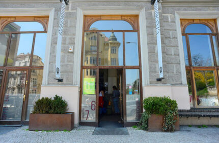 Czech Inn Prague hostel entrance. A best party hostel in Vinohrady, Prague, with gay nightlife. Popular for gay travel to Czech Republic.