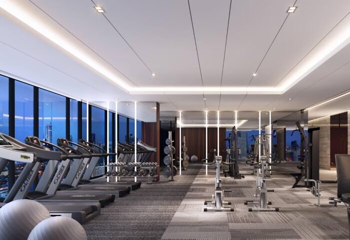 Bangkok Marriott Surawongse Hotel gym. Treadmills, weights, and fitness equipment. Wellness & luxury for gay travelers in Silom, Bangkok.