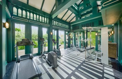 Gym at InterContinental Khao Yai Resort, near Bangkok. Best gay hotels offer fitness centers with treadmills and weight machines.
