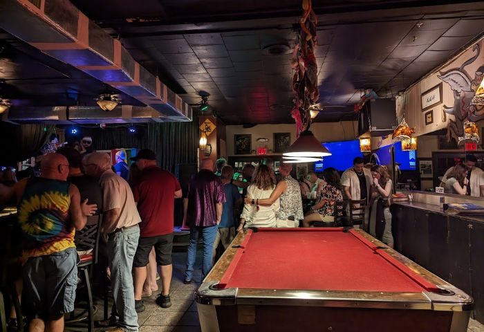 Bobby's Monkey Bar in Key West. Gay bar with karaoke, drinks, and a pool table. A popular spot for gay men's travel.