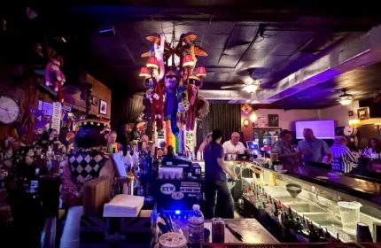 Bobby's Monkey Bar in Key West. A popular gay bar known for its strong drinks, karaoke, and quirky decor, including monkey dolls.