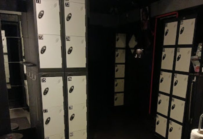Body Bio Copenhagen lockers. Inside the gay sauna, rows of lockers line the dark walls. Travel advice for gay men visiting Copenhagen.
