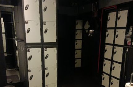 Body Bio Copenhagen lockers. Inside the gay sauna, rows of lockers line the dark walls. Travel advice for gay men visiting Copenhagen.