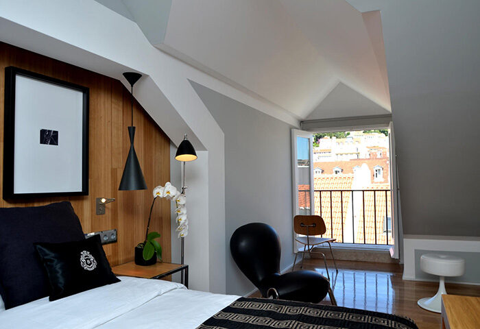 Stylish room at Browns Downtown Hotel, Lisbon. Cool gay hotel with city center views. Perfect for gay men travel advice.