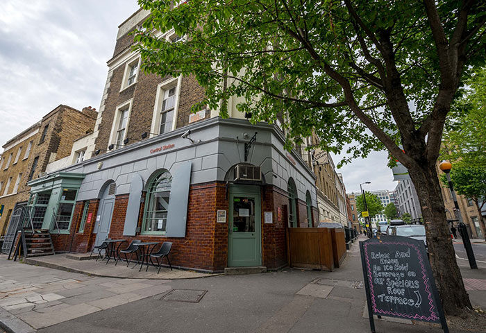 Central Station, best gay bar in London. Exterior view of the pub, a popular gay venue with drag shows and karaoke nights.