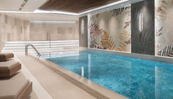 Indoor swimming pool at Burdock Hotel Istanbul, Autograph Collection. A cheap gay-friendly hotel with pool in Istanbul, Turkey.