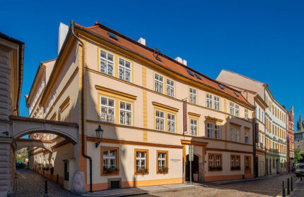 Hotel Leonardo Prague near Charles Bridge. A cheap gay-friendly hotel with a traditional facade on a cobblestone street in Prague.