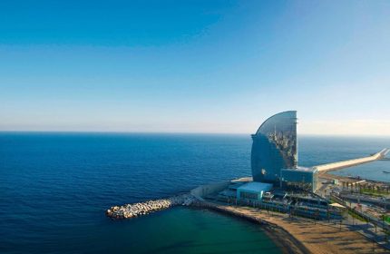 W Barcelona, a cheap luxury beachfront hotel. A great gay-friendly hotel option in Barcelona with sea views and beach access.