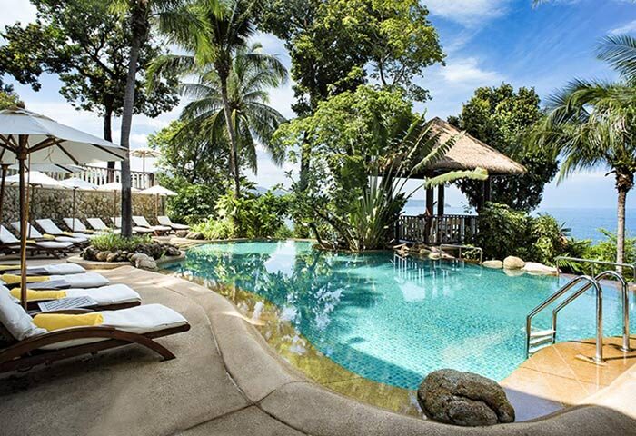 Centara Villas Phuket Hotel pool view. Tropical gay hotel with cheap offers. Phuket hotel list update. Relaxing vacation spot.