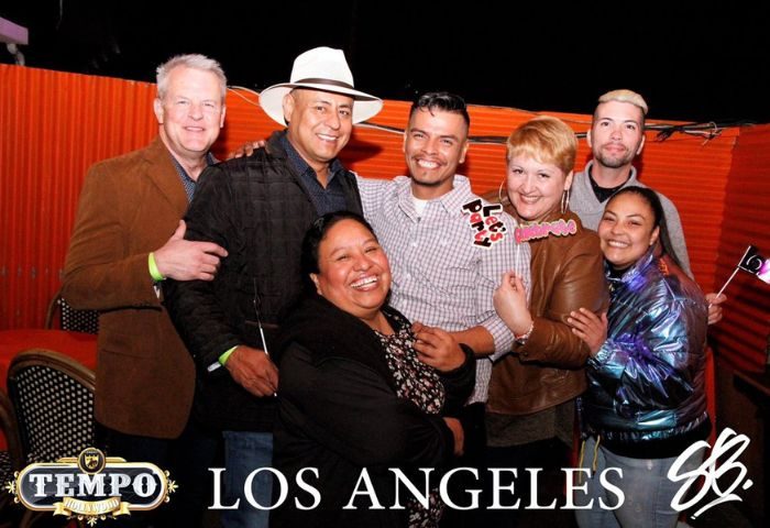 Group at Club Tempo, Los Angeles. Gay travel destination. Diverse group smiling, enjoying nightlife. Club-Tempo.jpg.