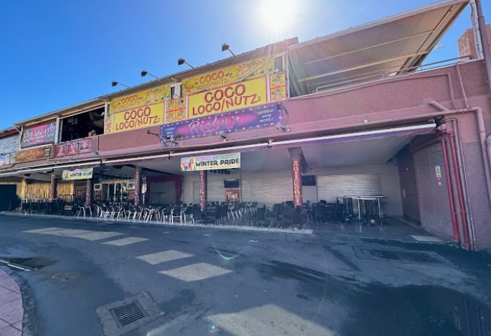 Coco Loco Gay Bar in Gran Canaria. Exterior view of Coco Loco/Nutz and Ricky's gay bars. Gay travel advice for Gran Canaria.