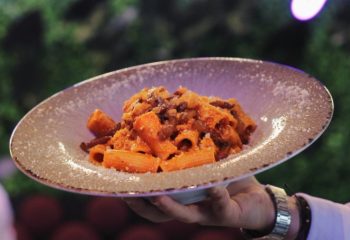 Coming Out Bar, Rome: Rigatoni pasta dish served at a gay-friendly bar in Rome. Italian cuisine for gay men travel.