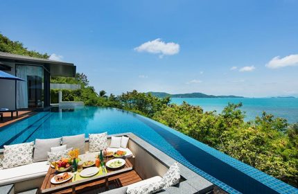 Conrad Koh Samui resort pool villa with ocean view. Gay travel luxury destination, perfect for romantic getaways. Thailand resort.