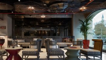 Burdock Hotel Istanbul bar area. Cool design, seating, and lighting. A great place to relax near a gay sauna in Istanbul.