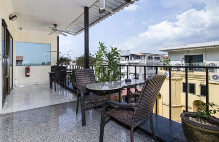 Copa Hotel balcony view. Gay hotel in Pattaya near gay bars. Simple rooms with city views. Find gay-friendly hotels for your Thailand trip.