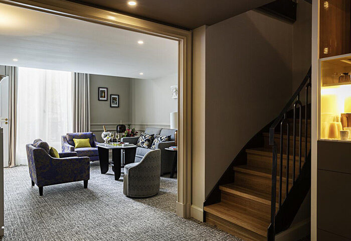 Sofitel Le Scribe Paris Opéra: Luxury gay hotel in Paris. Suite with separate living room and staircase. Find cheap price for your travel.