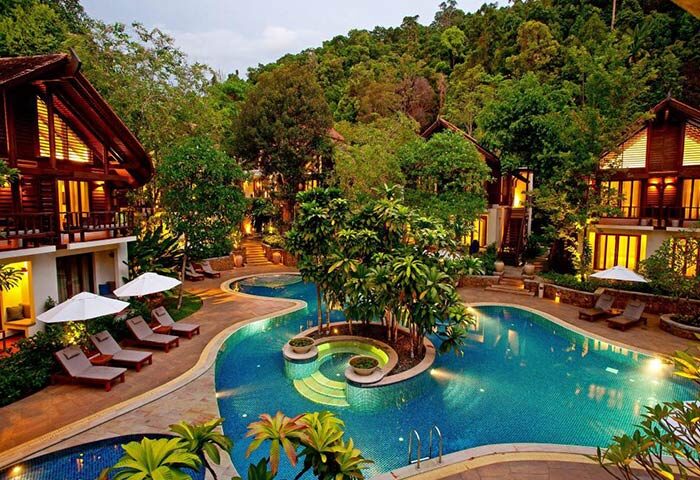 The Tubkaak Krabi Boutique Resort pool. Find last minute beachfront luxury at this gay-friendly hotel in Krabi for a relaxing vacation.