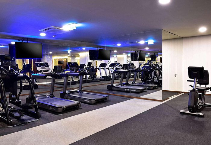 Tivoli Avenida Liberdade Hotel gym. Luxury hotel with gym near gay bars. Treadmills, elliptical machines, and stationary bike.