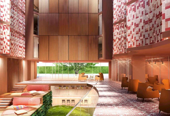 Ibis Styles Bangkok Silom's stylish interior. Gay-friendly, budget hotel in Silom, Bangkok. Features modern design, comfortable seating, and vibrant decor.
