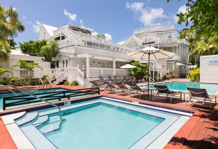 NYAH Key West adults-only gay-friendly hotel. Pools and lounge chairs at this Key West hotel offer a relaxing vacation experience.