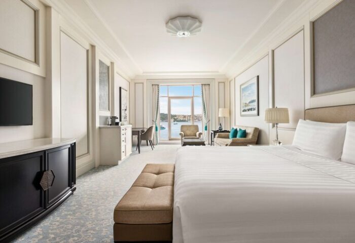 Shangri-La Bosphorus, Istanbul gay-friendly hotel room. Bosphorus view from luxury suite. Gay travel in Istanbul.