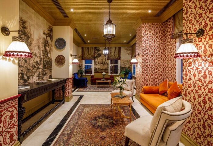 Hagia Sofia Mansions Istanbul, Curio Collection by Hilton: Ornate interior of gay-friendly hotel. Rich colors, rugs, and period furnishings.
