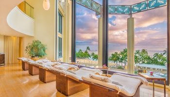 Hyatt Regency Waikiki Beach Resort & Spa's relaxation room. Gay-friendly hotel with ocean views, spa beds, and a peaceful ambiance.
