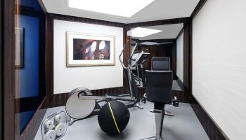 Raffles Istanbul Hotel gym. Gay-friendly hotel offers fitness with elliptical, weights, and medicine ball. Luxury travel for gay men.