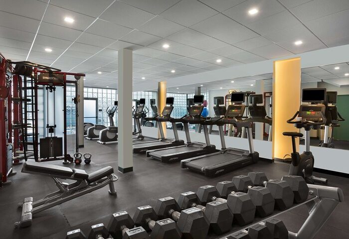 Sonesta Fort Lauderdale Beach gay-friendly hotel gym. Fitness center with treadmills, weights, and exercise equipment for a healthy vacation.