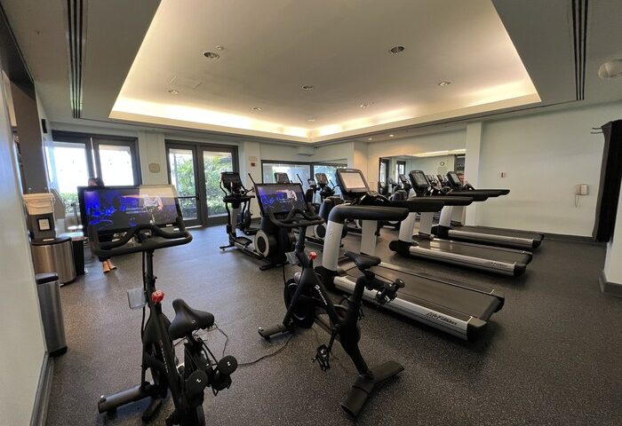 The Kahala Hotel and Resort gym. Gay-friendly hotel fitness center with treadmills and exercise bikes. Great for gay men's travel.