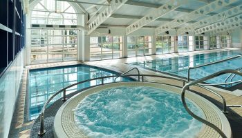 Indoor pool and jacuzzi at Crieff Hydro, a gay-friendly hotel. Relax in the spa at this luxury hotel. Perfect for gay men's travel.