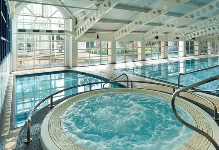 Indoor pool and jacuzzi at Crieff Hydro, a gay-friendly hotel. Relax in the spa at this luxury hotel. Perfect for gay men's travel.